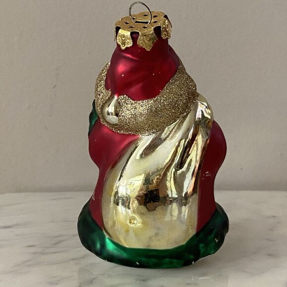 OLD WORLD Santa Claus Hanging Christmas Ornament Bell Glass 4.5in - Picture 5 of 7